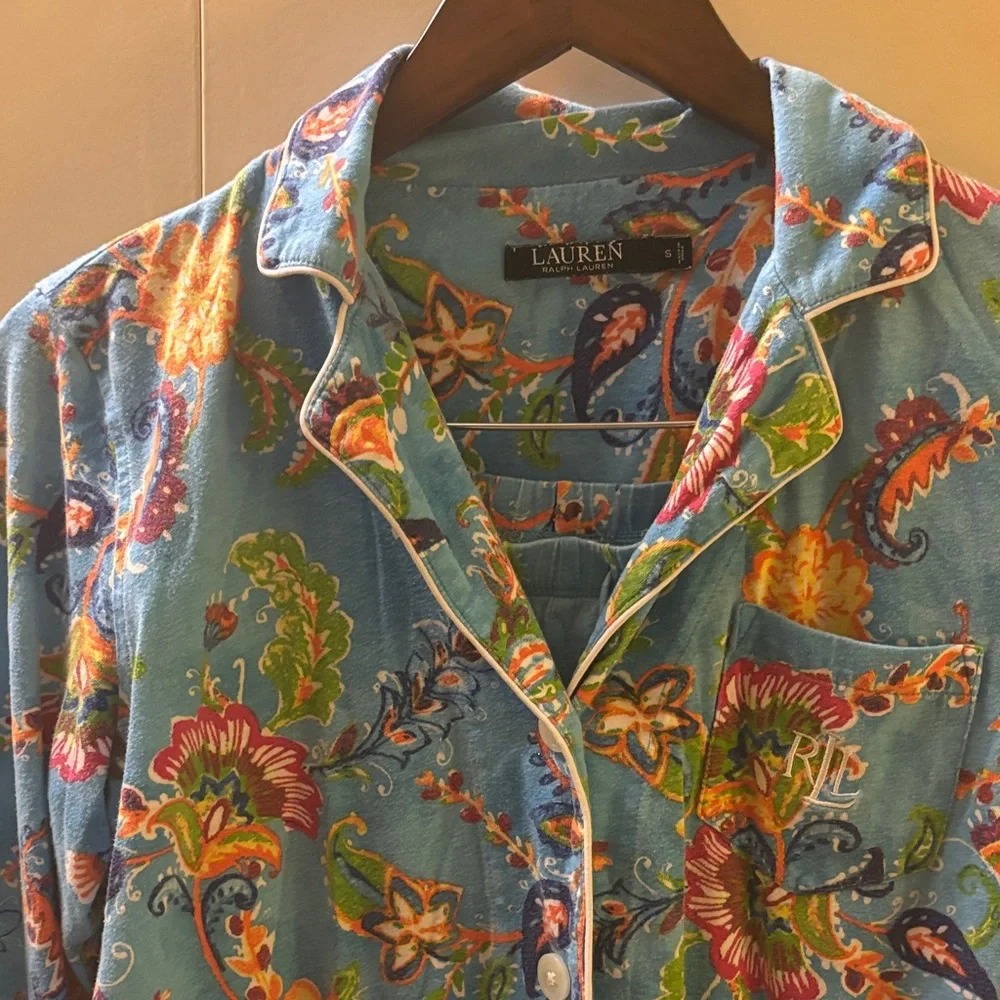 Lauren Ralph Lauren Floral Monogrammed Pajama Set Small